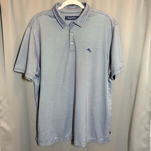 Tommy Bahama IslandZone Navy Blue Performance Polo Shirt Marlin Logo Men's Sz XL